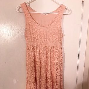 Below-Knee Beach Coco Coral Pink Lace Dress